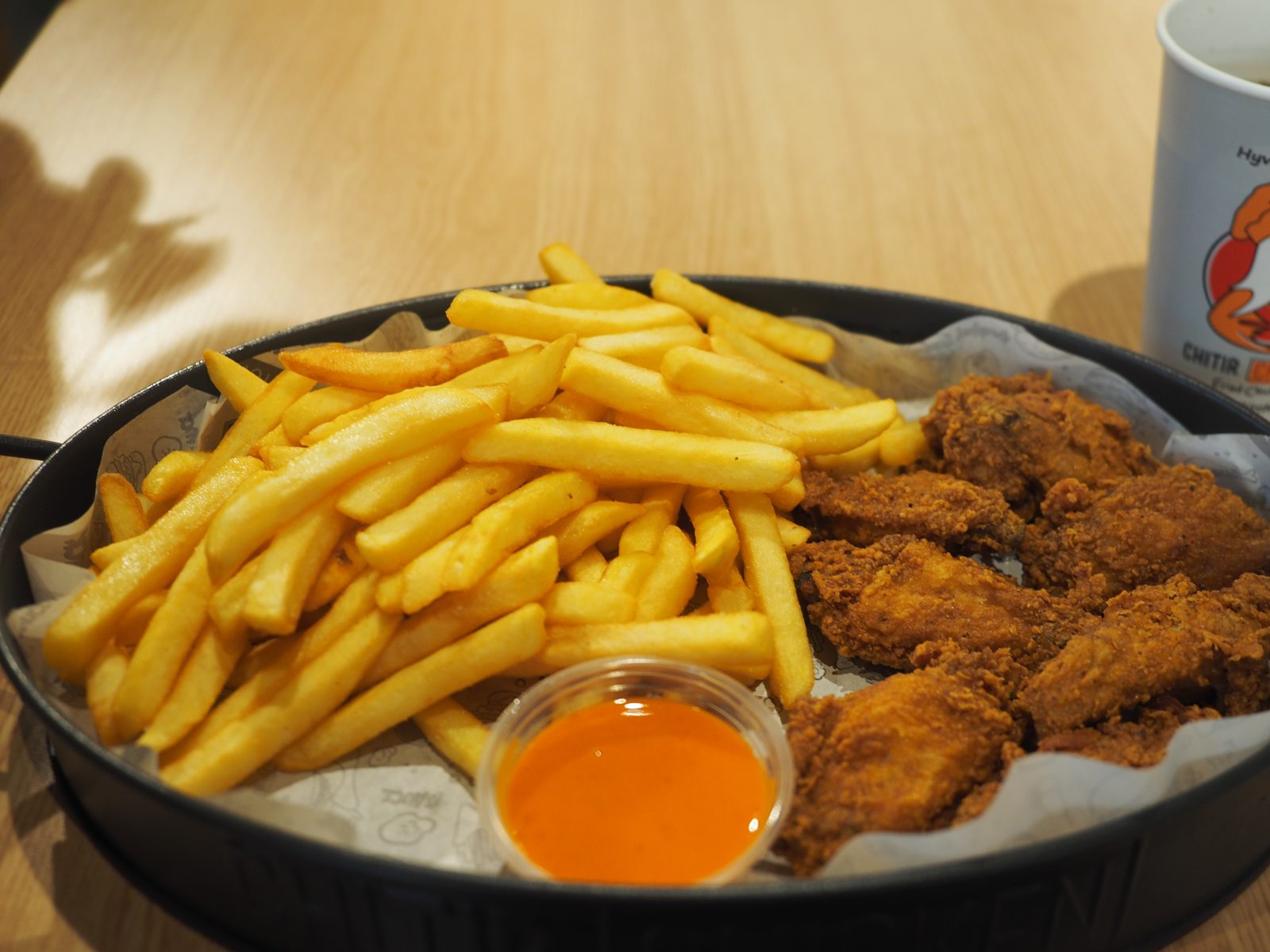 Chicken fry and french fries